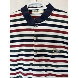 Fairway‎ & Greene XL Shortsleeve Polo Blue Green Stripe OCEAN FOREST SEA ISLAND